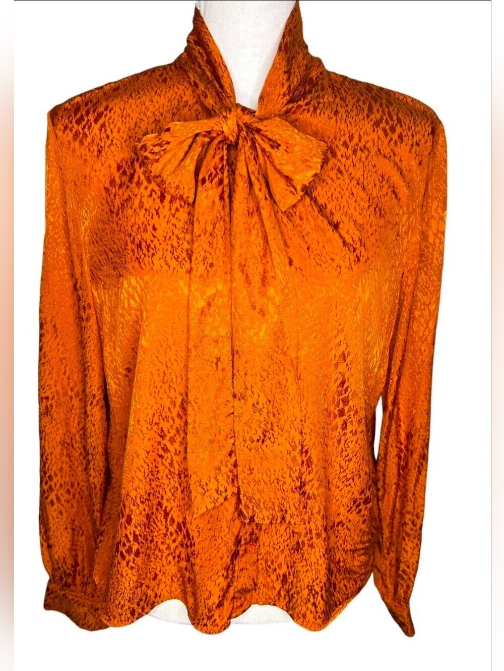 BABATON ARITZIA Vandely Burnt Orange Button Down Neck Tie Blouse Sz S